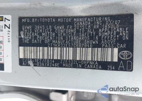 2007 Toyota Matrix Xr from USA, damaged, VIN 2T1KR32E57C667946